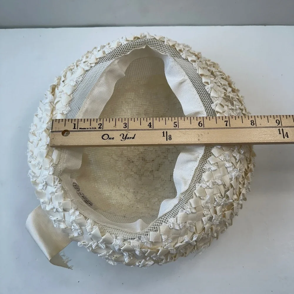 Vintage Union Made Ivory Ribbon Hat Church Wedding‎ Party Occasion
